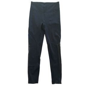 Spanx Black Full Length Leggings Women’s Size Medium Leather Mesh Panels Moto